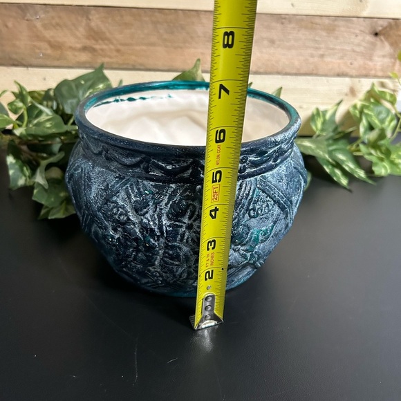 Green‎ Planter Pot Upcycled Painted Floral Textured Home Decor Flowers Garden - Picture 6 of 12